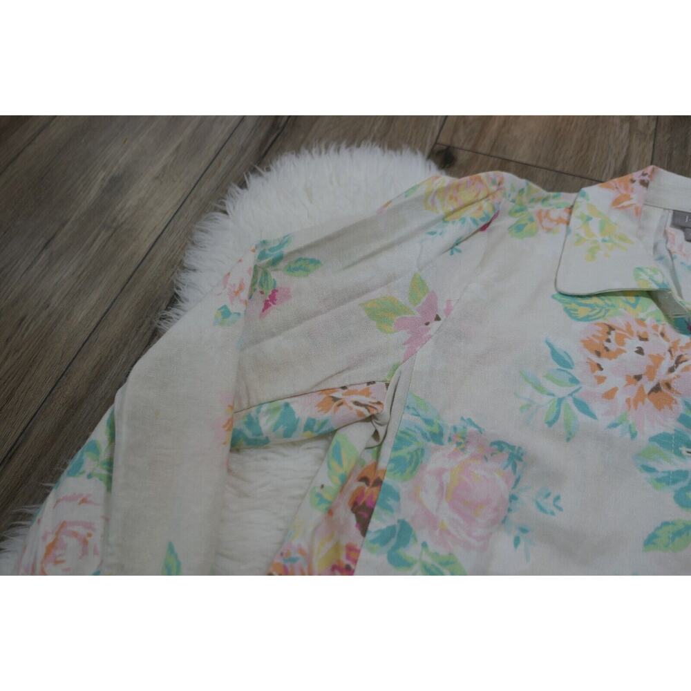 J. JILL Womens Large Floral Button Down Linen Blend Jacket-Shirt - Picture 4 of 13